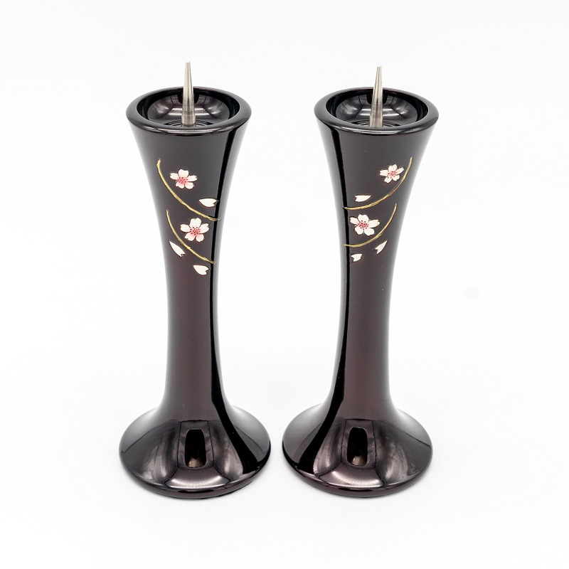 灯立 キネ型 銅器 6寸 桜 ワイン 一対（2本） 燭台 創価学会仏具